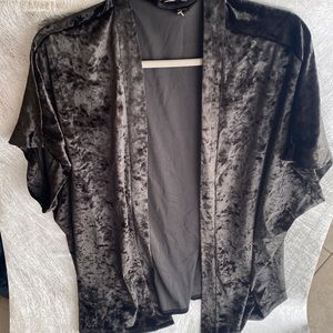 🔥 VICTORIA SECRET CRUSHED BLACK VELVET KIMONO ROBE XS NWOT